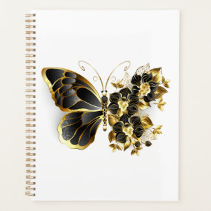 Gold Flower Butterfly with Black Orchid Planner