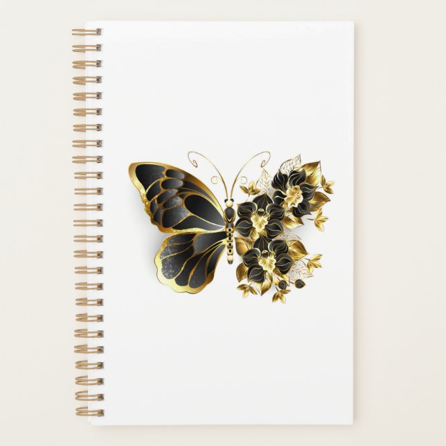 Gold Flower Butterfly with Black Orchid Planner (Front)