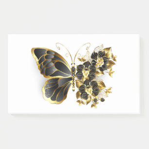 Gold Flower Butterfly with Black Orchid Post-it Notes