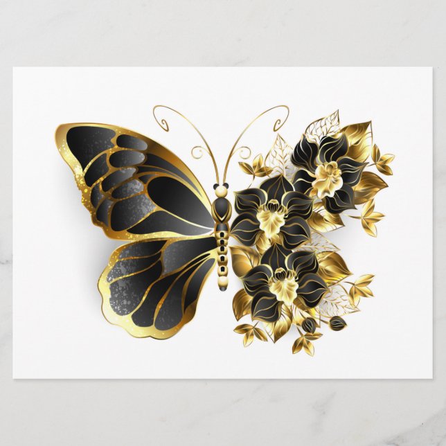 Gold Flower Butterfly with Black Orchid Programme (Front)