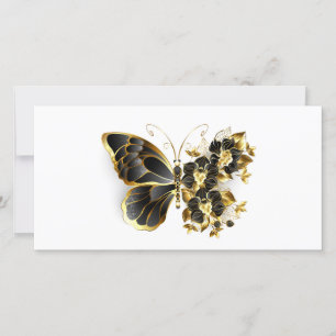 Gold Flower Butterfly with Black Orchid Save The Date