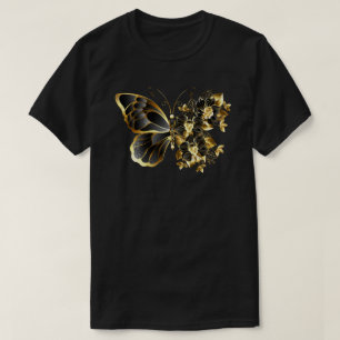 Gold Flower Butterfly with Black Orchid T-Shirt