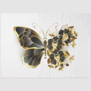 Gold Flower Butterfly with Black Orchid Tissue Paper
