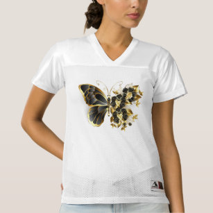Gold Flower Butterfly with Black Orchid Women's Football Jersey