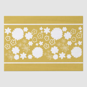 Gold Flower Floral Pattern Celebration Decoupage T Tissue Paper