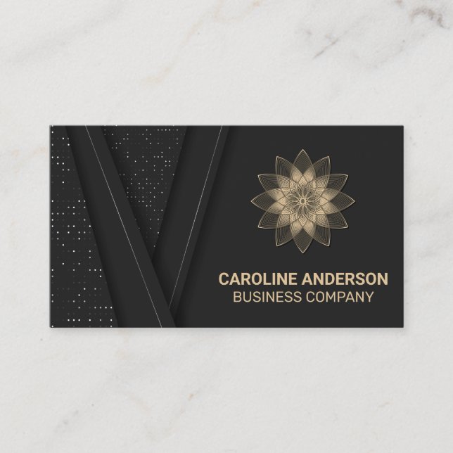 Gold Flower Logo Business Card (Front)
