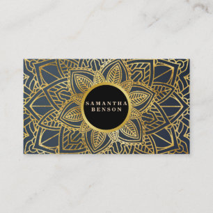 Gold Flower Mandala Pattern Yoga Instructor Business Card