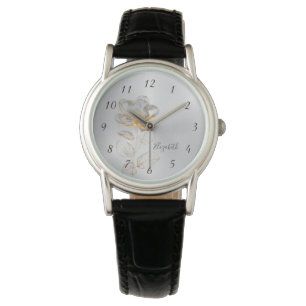Gold Flower Silver Add Name Watch