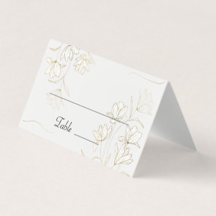 Gold Flower Table Number and Name Place Cards