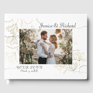 Gold Flower Wedding PHOTO Guest Book