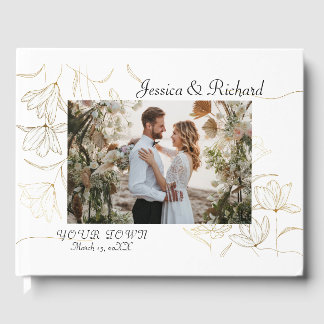 Gold Flower Wedding PHOTO Guest Book