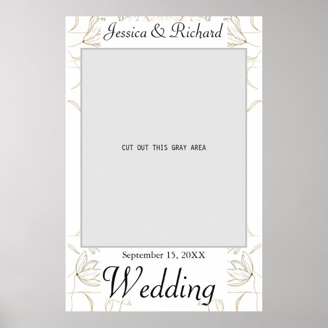 Gold Flower Wedding Photo Prop Poster (Front)