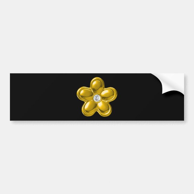 GOLD FLOWER WITH DIAMOND BUMPER STICKER (Front)