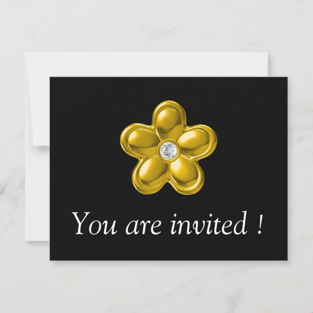 GOLD FLOWER WITH DIAMOND INVITATION (Front)