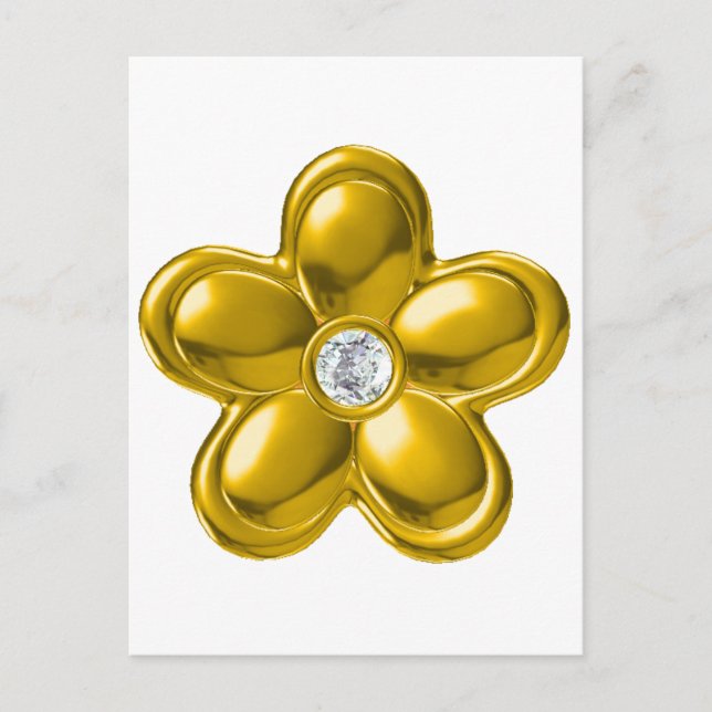 GOLD FLOWER WITH DIAMOND POSTCARD (Front)