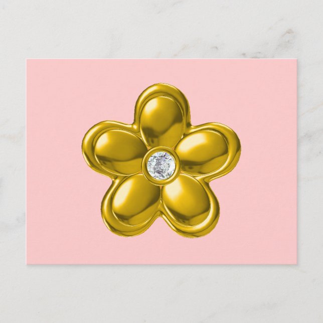 GOLD FLOWER WITH DIAMOND POSTCARD (Front)