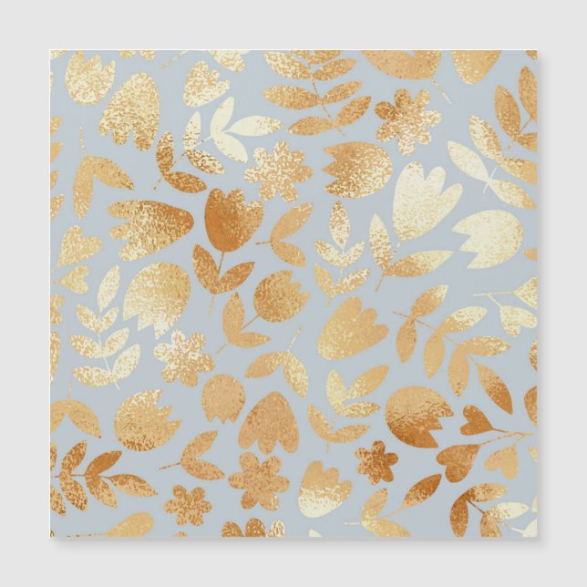 Gold flowers, blue background, foil imitation. (Front)