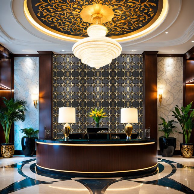 Gold Flowers on Black Satin  Wallpaper (Creator Uploaded)