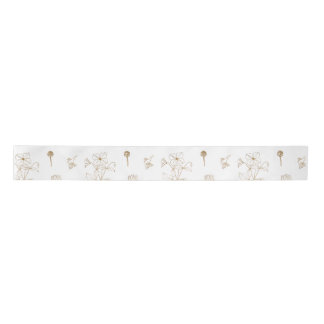 Gold Flowers Pattern  Satin Ribbon