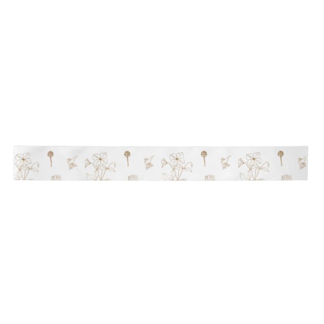 Gold Flowers Pattern  Satin Ribbon (Front)