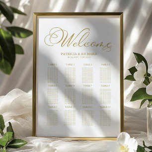 Gold Foil 12 Tables Wedding Seating Chart