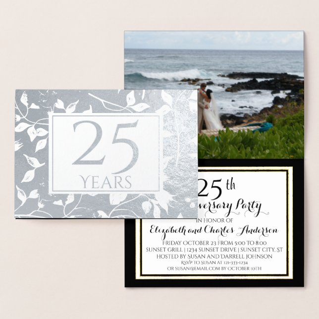 Gold Foil 25th Wedding Anniversary Invitations (Display)