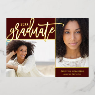 Gold Foil 2 Photo Graduation Announcement
