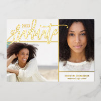 Gold Foil 2 Photo Graduation Announcement