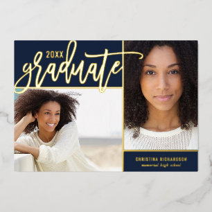 Gold Foil 2 Photo Graduation Announcement