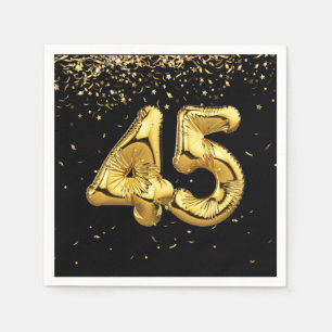 Gold Foil 45 Balloons And Confetti  Napkins