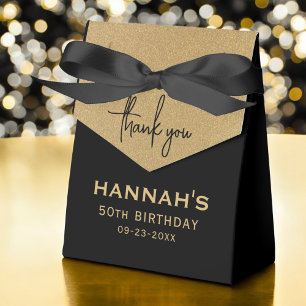 Gold Foil 50th Birthday Name Script Thank You Favour Box