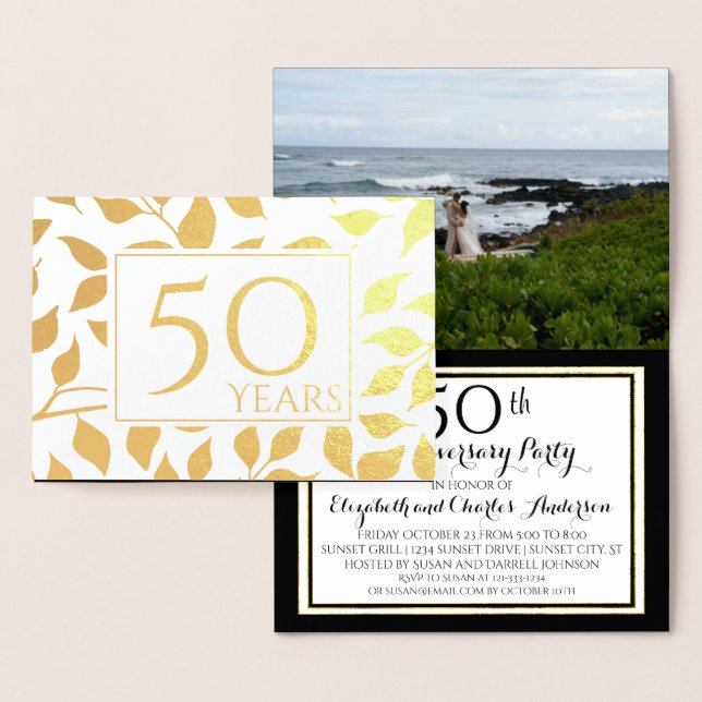Gold Foil 50th Wedding Anniversary Invitations (Display)