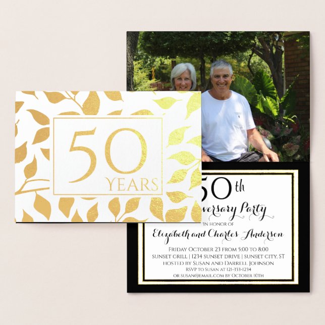Gold Foil 50th Wedding Anniversary Invitations (Display)