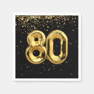 Gold Foil 80 Balloons And Confetti Napkins