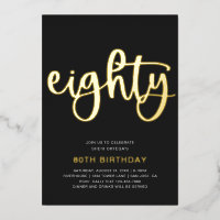 Gold Foil 80th Birthday Invitation | 80