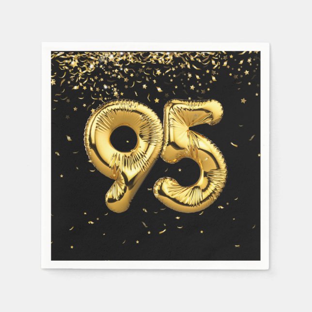 Gold Foil 95 Balloons And Confetti  Napkins (Front)