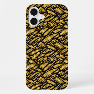 Gold Foil Abstract Pattern iPhone 16 Plus Case