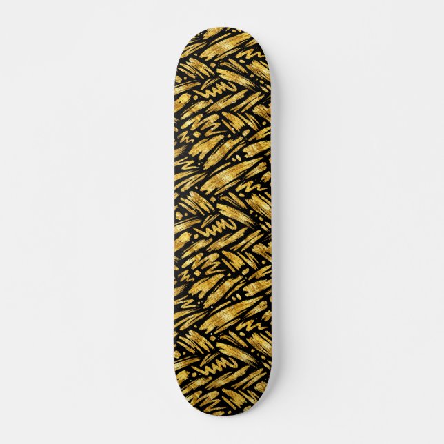 Gold Foil Abstract Pattern Skateboard (Front)