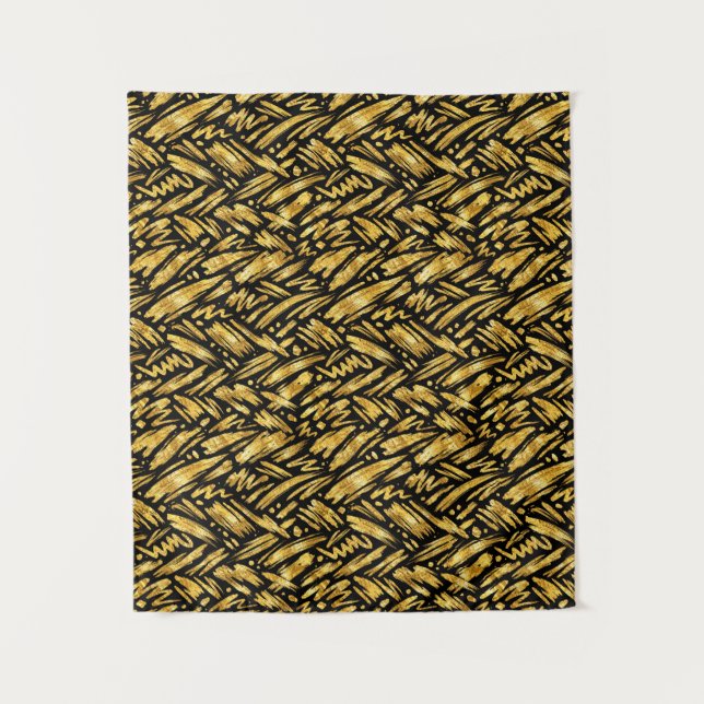 Gold Foil Abstract Pattern Tapestry (Front)