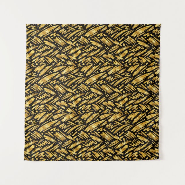 Gold Foil Abstract Pattern Tapestry (Front)