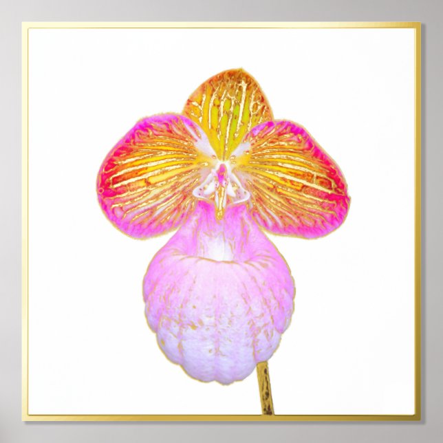 Gold Foil Accent of Red Moon Orchid Print  (Front)