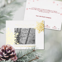 Gold Foil Accents Snowflakes Photo Holiday Card