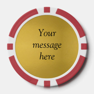 Gold foil add your custom message text hereglitter poker chips