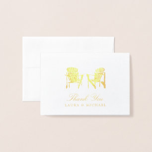 Gold Foil Adirondack Beach Chairs Wedding Foil Card