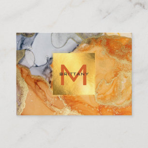 Gold Foil Amber Grey Elegant Custom Business Card
