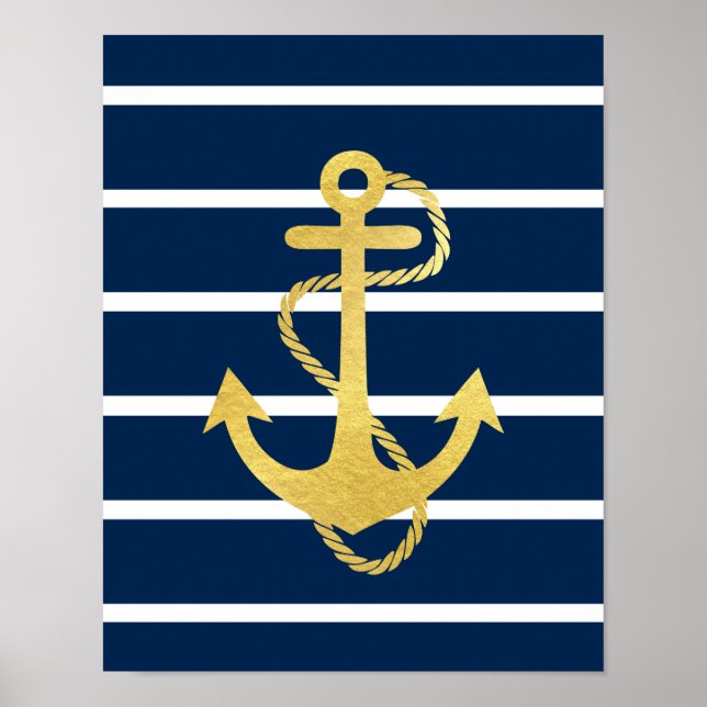 Gold foil anchor print Digital art poster (Front)