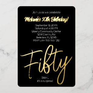 Gold Foil and Black 50th Birthday Real