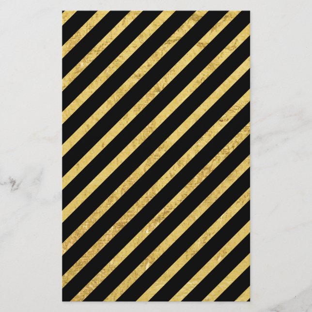 Gold Foil and Black Diagonal Stripes Pattern Flyer (Front)