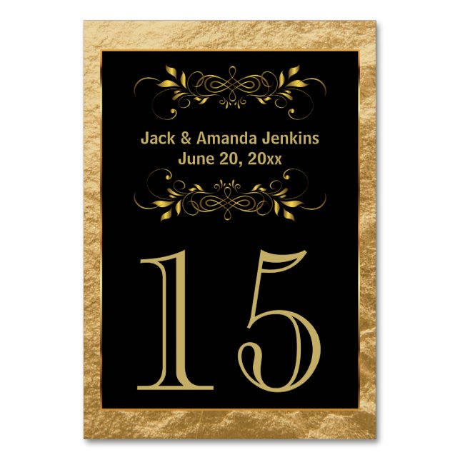 Gold Foil and Black - Table Number (Front)