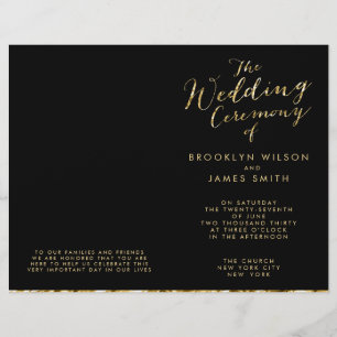 Gold Foil And Black Wedding Programs
